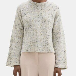 THEORY Ribbed Crewneck Sweater in Knit Luxury Women's Size Large Merino Wool